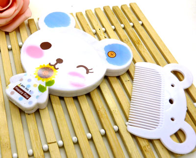 日韩镜梳组合 精美化妆镜子/梳子组合套装 迷你可爱卡通随手镜梳组合----606卡通镜梳组合