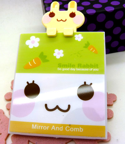 日韩镜梳组合 精美化妆镜子/梳子组合套装 迷你可爱卡通随手镜梳组合----613卡通镜梳组合