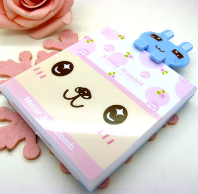 日韩镜梳组合 精美化妆镜子/梳子组合套装 迷你可爱卡通随手镜梳组合----613卡通镜梳组合