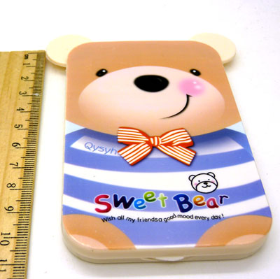 时尚创意新款镜子 小熊化妆镜 便携 挂式 折叠镜子梳妆镜----M60卡通镜梳组合