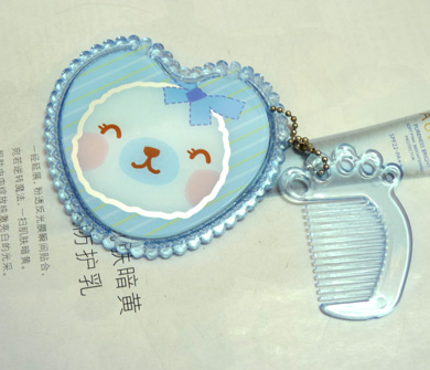可爱心形花边小兔带梳镜（...