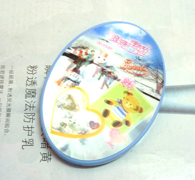 可爱卡通椭圆立体带梳小镜...