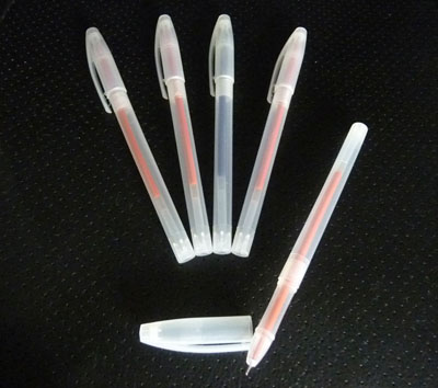 特价 细钢珠水笔 中性笔  学生用品 -5支装白杆笔4红1蓝