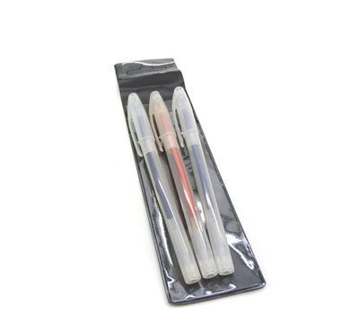 特价 细钢珠水笔 中性笔  学生用品 -3支装白杆笔2黑1