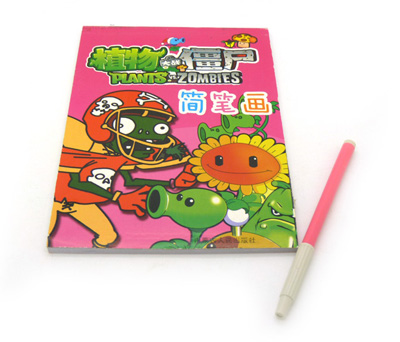 炫彩涂鸦小宝贝学画 蒙纸临摹涂色填色画涂色 -卡通植物大战僵尸简笔画 K32k简笔画