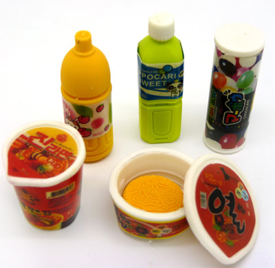 韩国料理式可爱创意卡通造型套装橡皮擦 个性小学生奖品儿童礼物 卡通橡皮