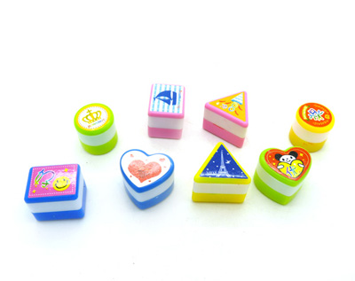 日韩款创意文具批发 可爱彩色小印章印泥套装 紫色指纹印泥印台 NO.1102