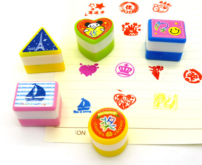 日韩款创意文具批发 可爱彩色小印章印泥套装 紫色指纹印泥印台 NO.1102