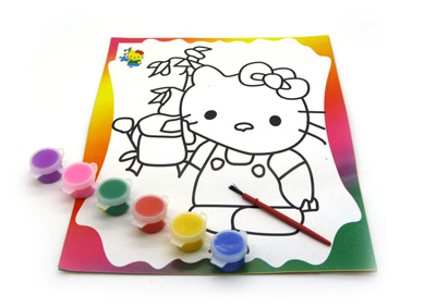 水彩画大号 儿童填色画涂色画 浮雕型 可爱立体水彩画套装手绘水笔 -水彩画（好）