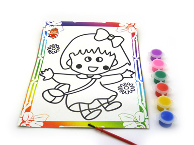 水彩画大号 儿童填色画涂色画 浮雕型 可爱立体水彩画套装手绘水笔 -水彩画（好）