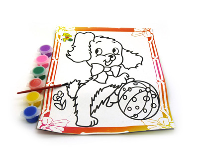 水彩画大号 儿童填色画涂色画 浮雕型 立体水彩画套装手绘水笔 -水彩画（好）