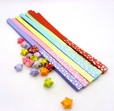 艳色折星星纸 许愿星星瓶手工折纸材料 花色星星纸