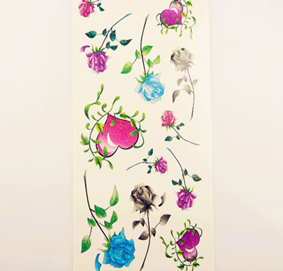 新款玫瑰保色纹身贴