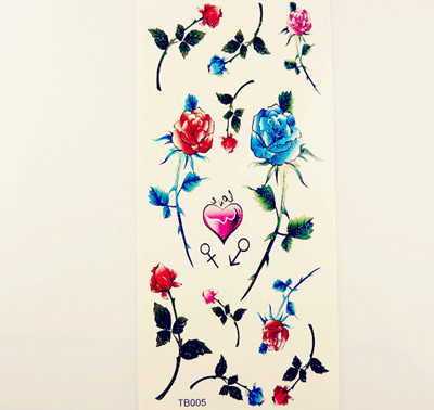 新款玫瑰保色纹身贴