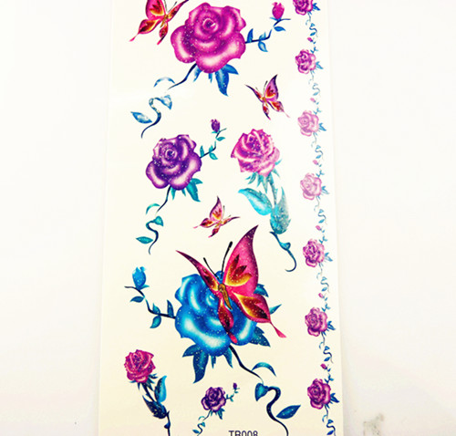 新款玫瑰保色纹身贴