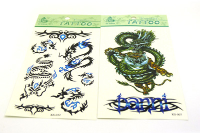 纹身贴纸 男女款图腾 骷髅纹身 红彩黑色纹身贴 -纹身贴