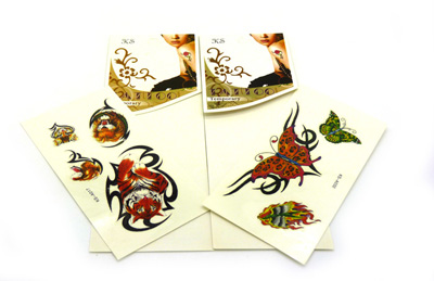 防水骷髅纹身 女性感黑白款花朵长条腰环纹身贴 图腾 -白长条纹身贴