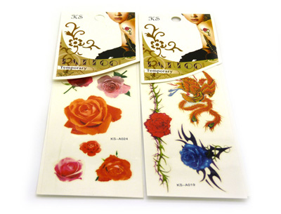 防水骷髅纹身 女性感黑白款花朵长条腰环纹身贴 图腾 -白长条纹身贴