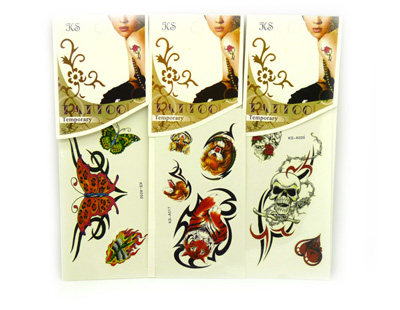 防水骷髅纹身 女性感黑白款花朵长条腰环纹身贴 图腾 -白长条纹身贴