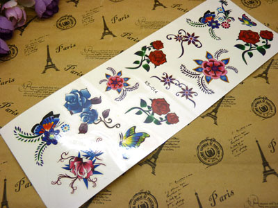 女神唯美写真 荷花 蝴蝶羽毛创意女防水纹身贴纸