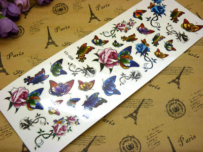 女神唯美写真 荷花 蝴蝶羽毛创意女防水纹身贴纸