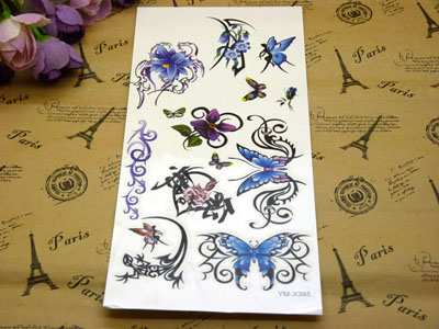 个性创意遮疤贴玫瑰纹身贴纸防水女款天使蝴蝶莲花刺青贴