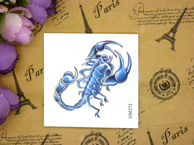 纹身贴-个性蝎子绕玫瑰花 纹身贴3D 花臂防水前胸后背 男女 刺青纹身