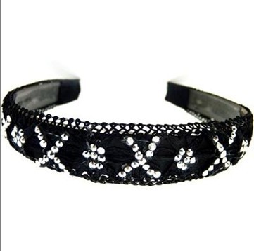 韩版蕾丝水钻蝴蝶结发箍 甜美时尚百搭头箍 发卡