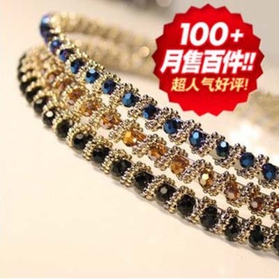 全网最低价 韩国手工水晶细发箍头箍  精美发卡
