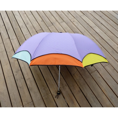 遮阳伞超强防晒50+黑胶太阳伞 防紫外线折叠伞彩虹晴雨伞 黑胶彩虹伞