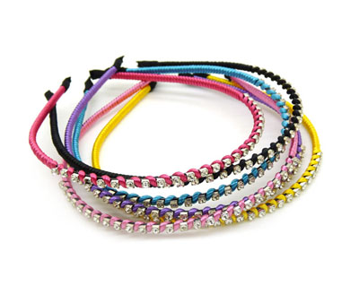 日韩版发饰发夹头饰水钻带钻 镶钻女士发箍水晶头箍 -不锈钢布艺水钻发卡  百搭女士发箍