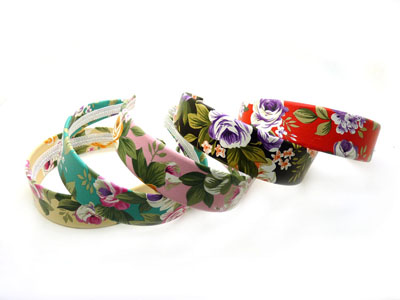 发饰批发韩国简约田园碎花格发卡 钢卡进口鹿皮绒布艺纯紫色宽发箍 （皮卡）