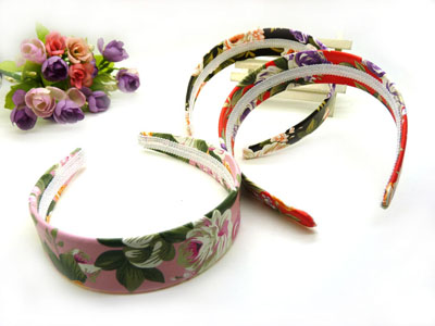 发饰批发韩国简约田园碎花格发卡 钢卡进口鹿皮绒布艺纯紫色宽发箍 （皮卡）