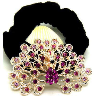 孔雀 镶钻绒布圈发饰/优雅花朵盘发发圈/发梳/发夹/头饰 精品发饰  发圈