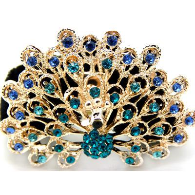 孔雀 镶钻绒布圈发饰/优雅花朵盘发发圈/发梳/发夹/头饰 精品发饰  发圈