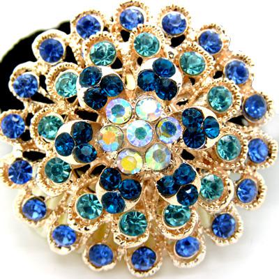 孔雀 镶钻绒布圈发饰/优雅花朵盘发发圈/发梳/发夹/头饰 精品发饰  发圈