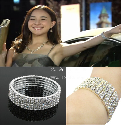 时尚砖石手链淑女版优雅砖石装饰手链弹性手镯新娘配饰