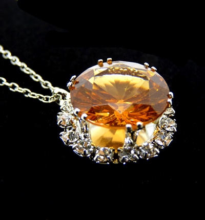 海洋之心水晶项链女士时尚饰品 韩版镶钻吊坠