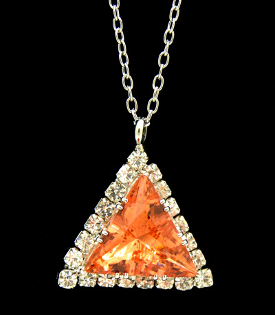 欧美项链 锁骨链金属 合金项链镶钻石三角形宝石项链	