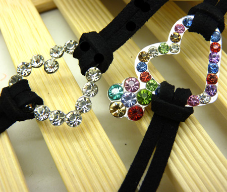 合金镶钻时尚皮绳休闲手链 女士手链