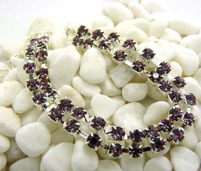 韩版时尚双排水钻锆石手链 钛钢首饰