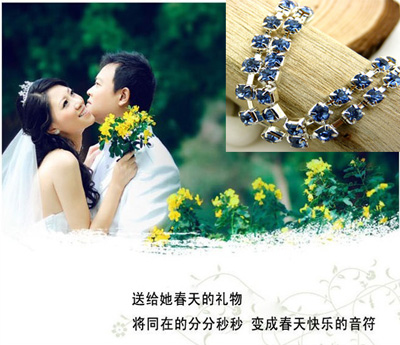 潮流饰品 韩版时尚双排水钻锆石手链 钛钢首饰 时尚女孩饰品礼物