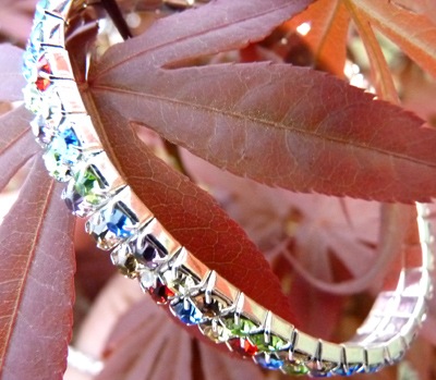 璀璨双排满钻弹力水钻手链 2排镶钻五彩手链