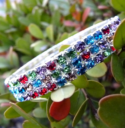 五彩手链首饰品 新娘手链手饰 璀璨3排满钻弹力水钻手链