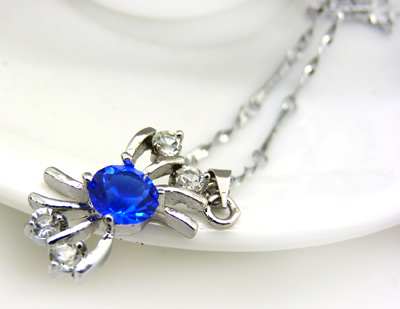 银项链 日韩新款 锁骨链吊坠 合金水晶石