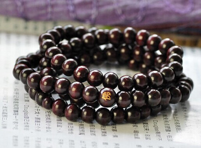 念珠带佛字檀木佛珠手链 男女款多层218颗情侣串珠手链 -佛珠手链细	