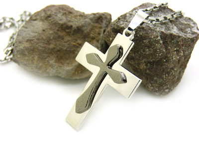 朋克项链潮男街舞帽项链hiphop饰品 -藏银钛钢镶钻项链