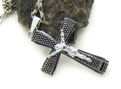 朋克项链潮男街舞帽项链hiphop饰品-藏银钛钢镶钻项链