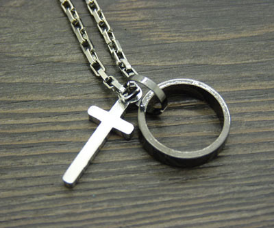 朋克项链潮男街舞帽项链hiphop饰品-藏银钛钢镶钻项链