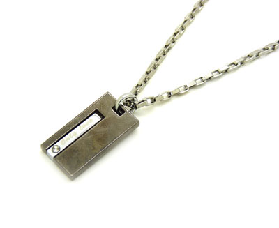 朋克项链潮男街舞帽项链hiphop饰品 藏银钛钢镶钻项链